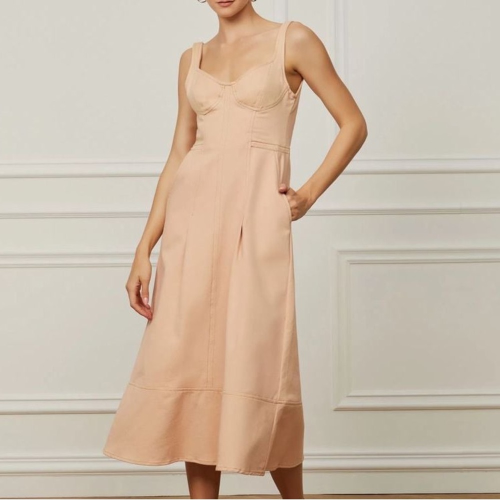 Luxury Brasilian Brand Peach Midi Denim Dress - 100% Cotton - S 🍑